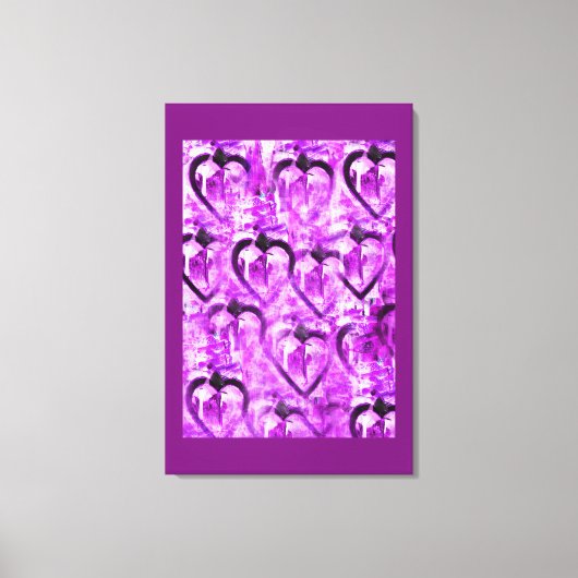 Paarse harten canvas afdruk (Voorkant)