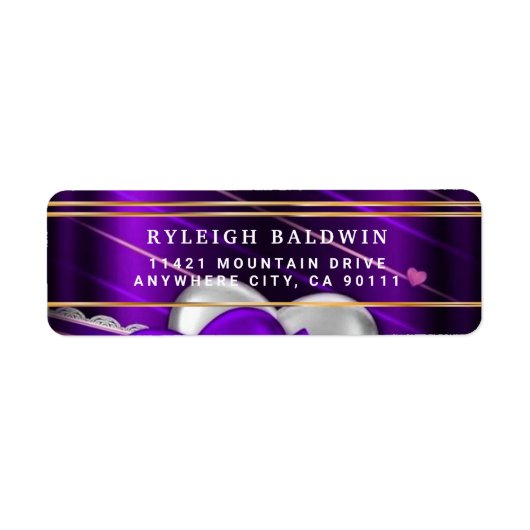 Paarse harten Elegant Return Address Label (Voorkant)
