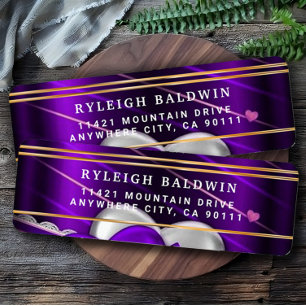 Paarse harten Elegant Return Address Label