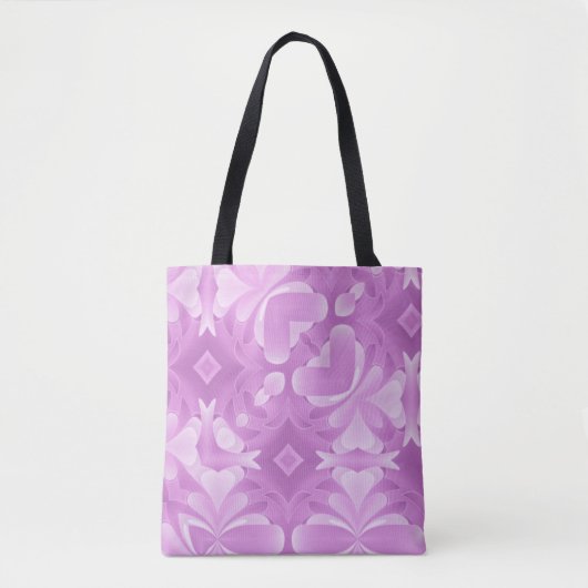 Paarse harten en diamanten tote bag (Voorkant)