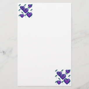 Paarse harten en libellen briefpapier