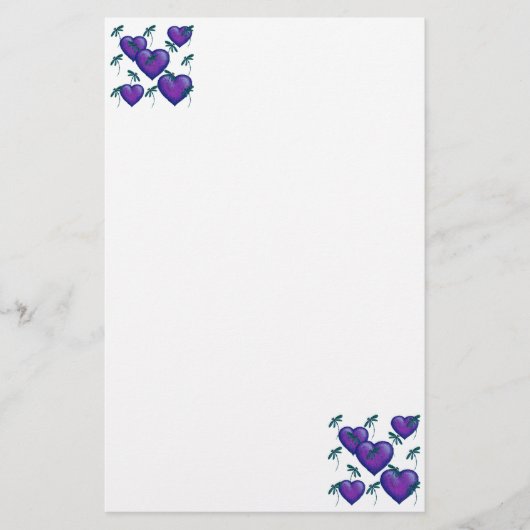 Paarse harten en libellen briefpapier (Voorkant)