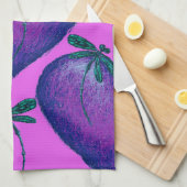 Paarse harten en libellen theedoek (Quarter Fold)