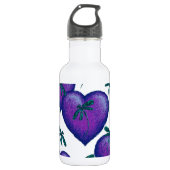 Paarse harten en libellen waterfles  (Voorkant)