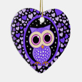 paarse harten en uil keramisch ornament (Rechts)