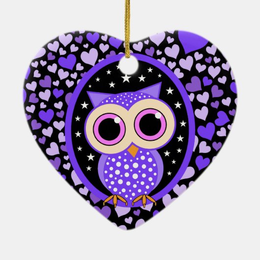 paarse harten en uil keramisch ornament (Achterkant)