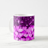Paarse harten Faux Glitter Koffiemok (Voorkant links)