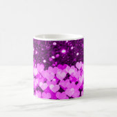 Paarse harten Faux Glitter Koffiemok (Center)