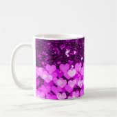 Paarse harten Faux Glitter Koffiemok (Links)