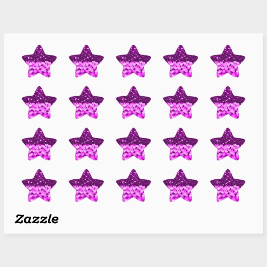 Paarse harten Faux Glitter Ster Sticker (Vel)