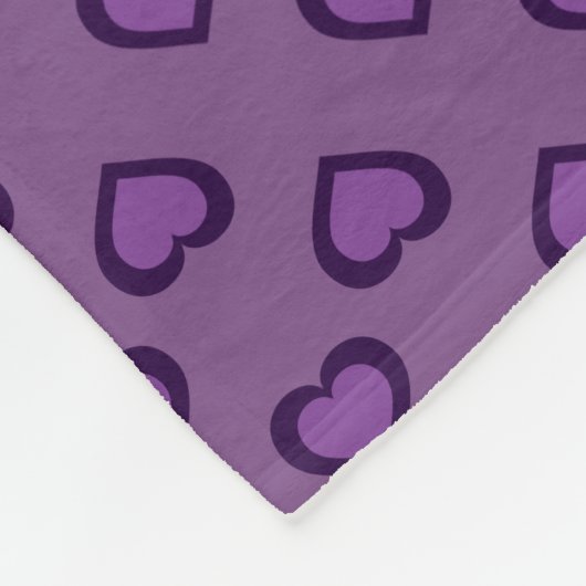 Paarse harten fleece deken (Hoek)