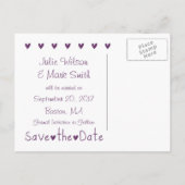 Paarse Harten Foto Bewaar de Datum Aankondigingskaart (Achterkant)