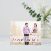 Paarse Harten Foto Bewaar de Datum Aankondigingskaart (Staand voorkant)