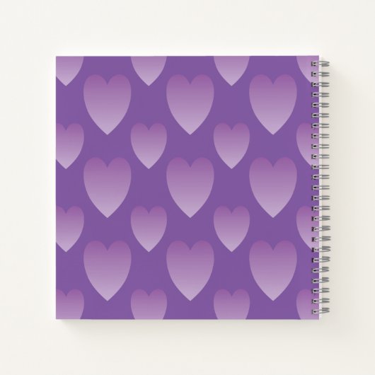 Paarse harten gepersonaliseerd tijdschrift notitieboek (Achterkant)
