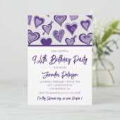 Paarse Harten Girly 94ste verjaardag Kaart (Staand voorkant)