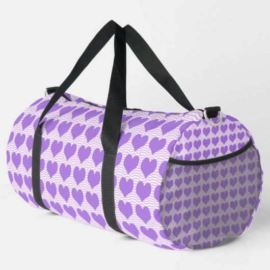 Paarse Harten Grote Duffel Tas (Rechterhoek)