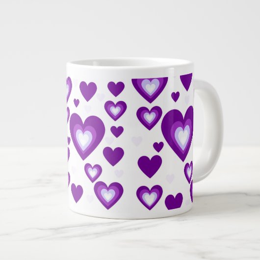 Paarse harten grote koffiekop (Voorkant rechts)