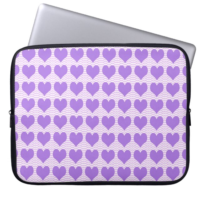 Paarse harten laptop sleeve (Voorkant)