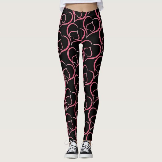 Paarse harten leggings (Voorkant)
