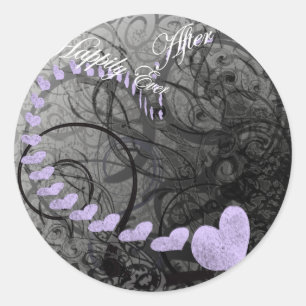 Paarse harten nog lang en gelukkig ronde sticker