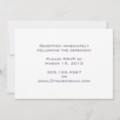 Paarse harten op damasten strepen trouwkaart kaart (Achterkant)