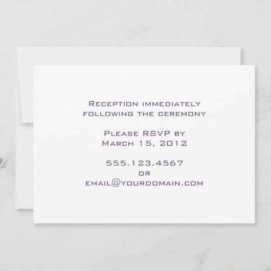 Paarse harten op damasten strepen trouwkaart kaart (Achterkant)