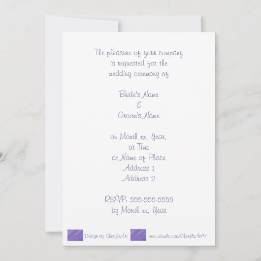 Paarse harten op gemengde Paarse huwelijksuitnodig Kaart (Achterkant)