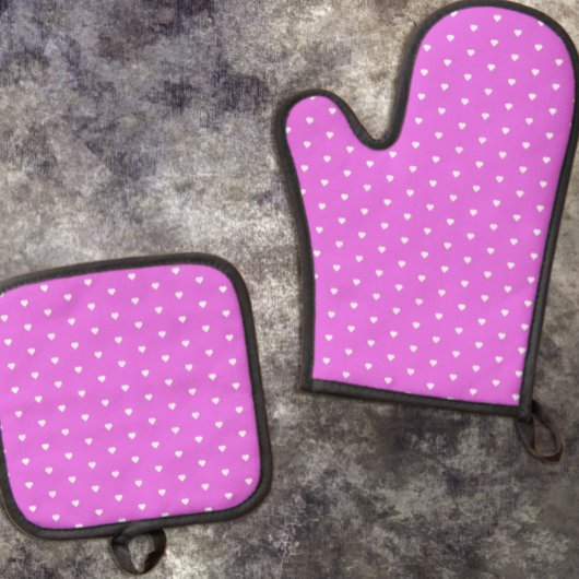 Paarse harten ovenwant & pannenlap set