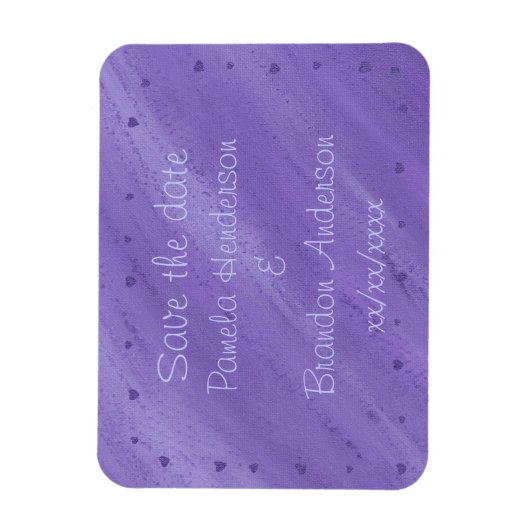 Paarse harten Overvloeiend Paars Opslaan datum Mag Magneet (Verticaal)