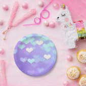 Paarse Harten Papieren Bordje (Feest)