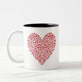 Paarse harten patroon (8'), Romance notitie Tweekleurige Koffiemok