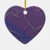 Paarse harten Patroon keramische Ornamenten (Voorkant)