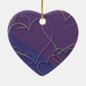 Paarse harten Patroon keramische Ornamenten (Achterkant)