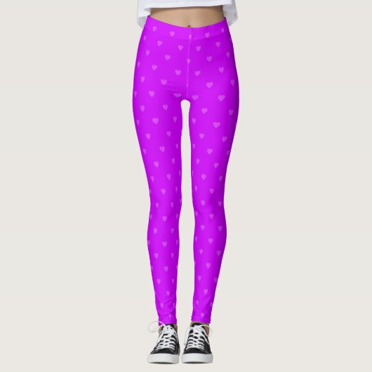 Paarse harten patroon leggings (Voorkant)