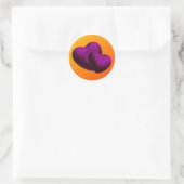 Paarse harten ronselaarster ronde sticker (Tas)