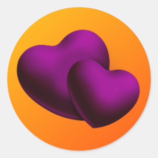 Paarse harten ronselaarster ronde sticker (Voorkant)