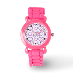 Paarse harten Roze Glitter Bekijk het Horloge