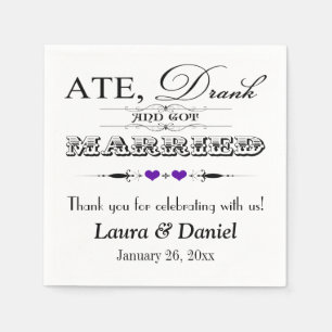 Paarse harten, Scrolls Wedding Napkins Servetten