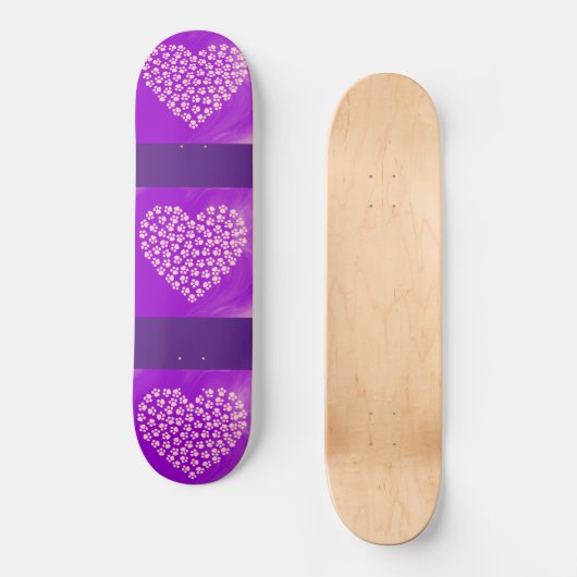 Paarse harten skateboard. persoonlijk skateboard (Voorkant)