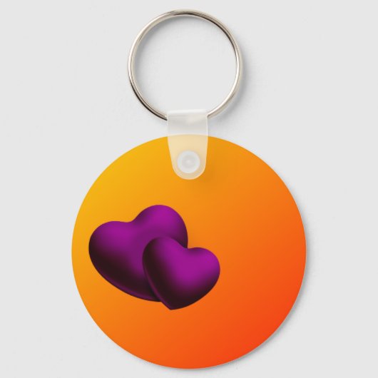 Paarse harten Sleutelhanger (Voorkant)