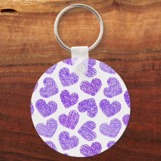 Paarse harten Sleutelhanger (Voorkant)