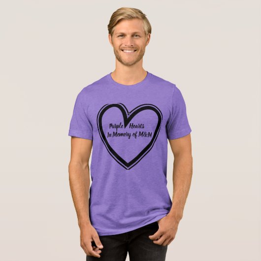 Paarse harten Tri-Blend shirt (Voorkant volledig)