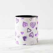 Paarse harten tweekleurige koffiemok (Center)