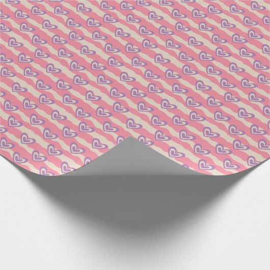 Paarse harten Valentijn Cadeaupapier (Hoek)