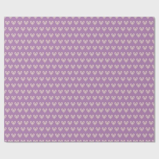 Paarse harten Valentijn Cadeaupapier (Vlak)