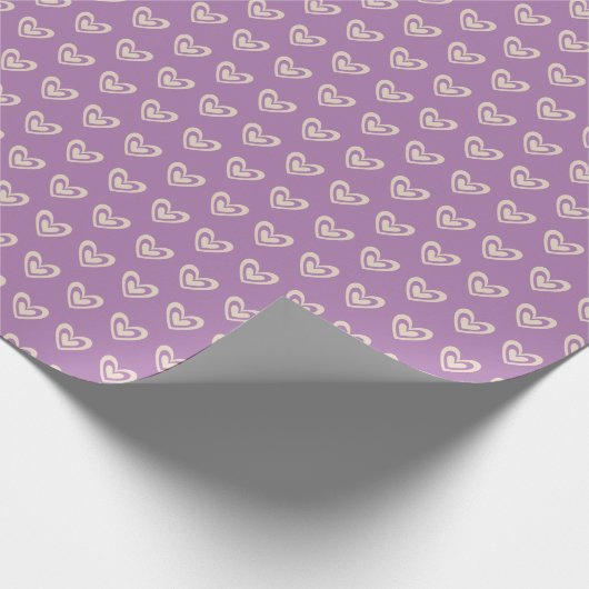 Paarse harten Valentijn Cadeaupapier (Hoek)