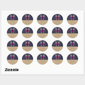 Paarse hartenvelop afdichting ronde sticker (Vel)