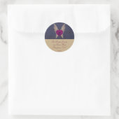 Paarse hartenvelop afdichting ronde sticker (Tas)