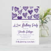 Paarse Hartenvrouwen Nacht Uit Meiden 42e verjaard Kaart (Staand voorkant)