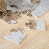 Paarse hartfamilie Naam foto Kerstmis Legpuzzel (Zijkant)